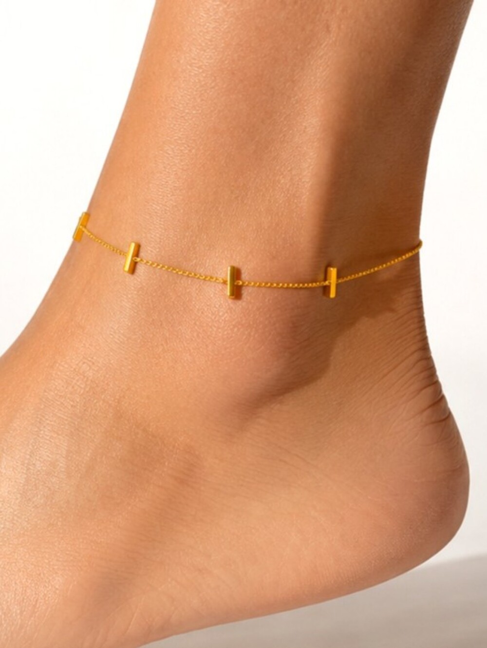 Madewell Gold Bar Anklet 14K Gold Plated Luxury Foot Chain Bracelet